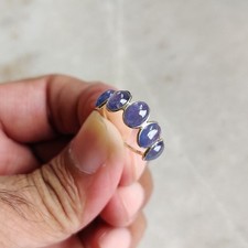 Half Eternity Band Ring Tanzanite Gemstone Ring 925 Silver Ring Birthday Gift