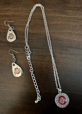 The Ohio State Buckeyes Earrings & Bling Rhinestone Necklace OSU Football Alumni