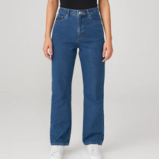 Women  s High Waist Straight Leg Jeans Blue Classic Denim Everyday Fit