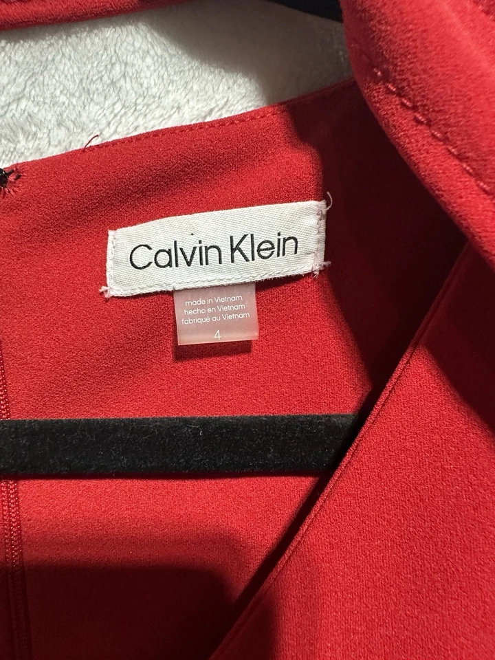 Calvin Klein Red Sleeveless V Neck Wide Leg Jumpsuit Women's Size 4 - Image 2 of 4