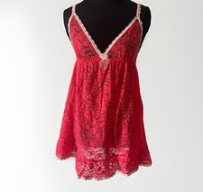 Victoria  s Secret Y2K Babydoll Dress Lace Floral Sheer Size M Coquette Fairy