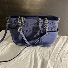 Dana Buchman Royal Blue Laser-Cut Shoulder Bag –Purse, Textured Design