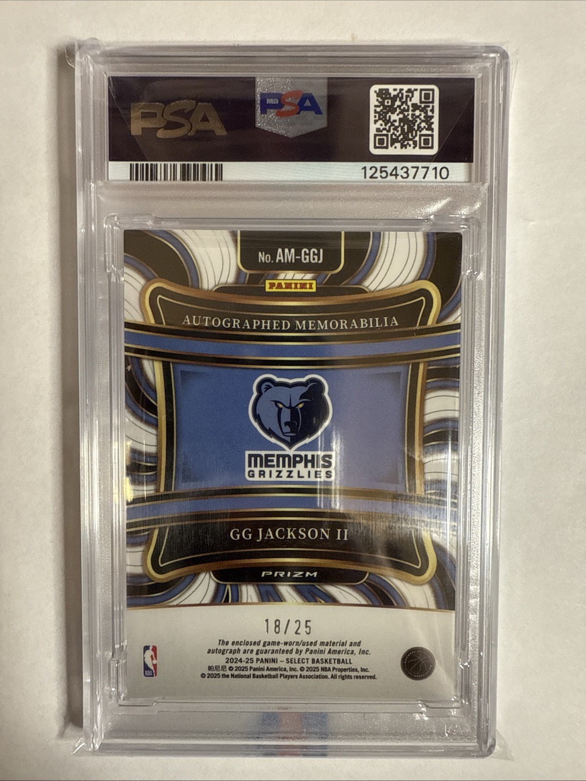 2024-25 Select GG Jackson II Game Worn Patch Auto Tie-Dye /25 PSA 8 / POP 1 view 2