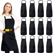 Unisex Kitchen Bib Aprons with 2 Pockets for Men and Women Restaurant Chef
