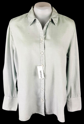 CHICOS PETITES Damen blau/grau L/S ABENDSHIRT Relaxed - M - 2P - UVP 59£
