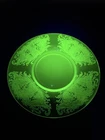 Vintage Depression Uranium Green Plate, Etched Glass Glows