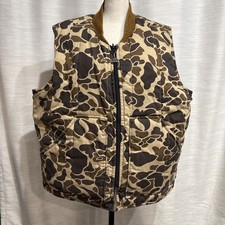 Vintage Walls Duck Camo Brown Hunting Vest Mens XL Full Zip Reversible