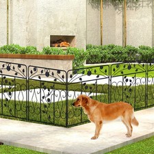5 Panels Sturdy Metal Garden Fence Heavy Duty Animal Barrier Outdoor Yard Border
