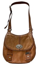 Fossil Maddox Flap Chestnut Crossbody Shoulder Bag Turn-Lock Vtge Inspired Boho