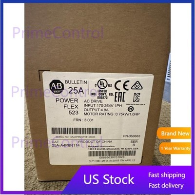 AB Powerflex 523 25A-A4P8N114 AC Variable Frequency Drive 0.75kw NEW US Free Tax