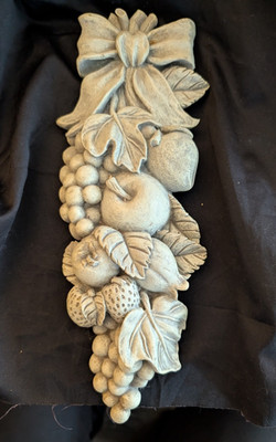 Plaster Wall Plaque Fruit Arrangement Ribbon 17''
