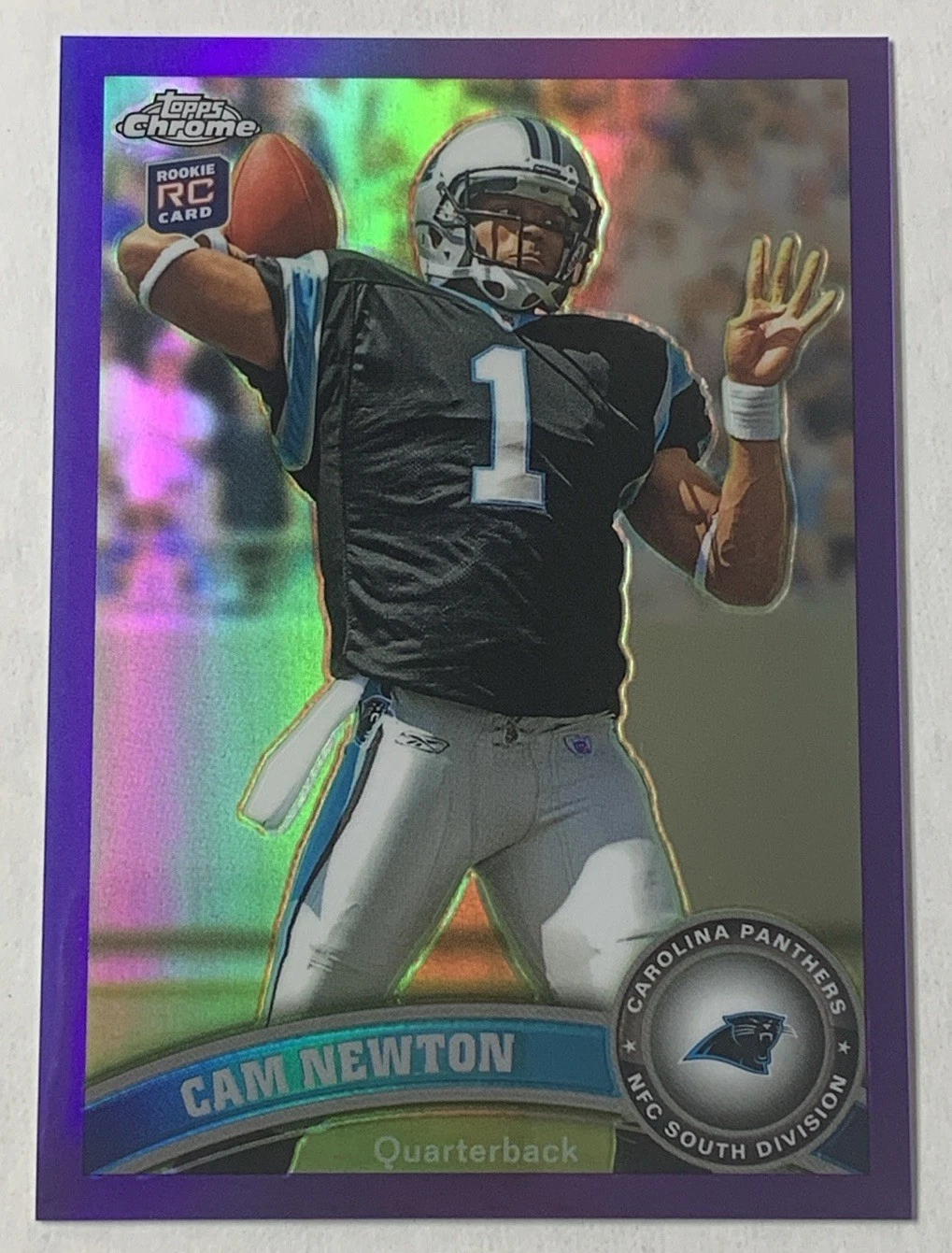 2011 Topps Chrome Cam Newton #1 Purple Refractor Rookie 100/499 Panthers RC