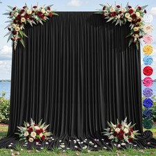 2 PCS 5x12 FT Black Wrinkle Free Polyester Photo Backdrop Curtains Home Decor