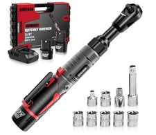3/8" Cordless Ratchet Wrench Set, 60FT-LBS(80N.m) Electric Ratchet, 12V
