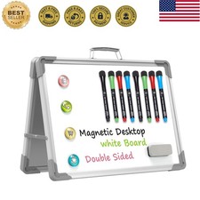 Small Dry Erase White Board - 12" x 16" Mini Easel Desktop Double Sided White...