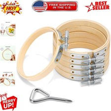 6-Piece 4-Inch Bamboo Embroidery Hoop Set with Metal Screw Tool for Crafting