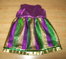 REVERSIBLE MARDI GRAS DRESS GOWN W/PURPLE/GOLD TOP for 16-18" CPK Cabbage Patch 