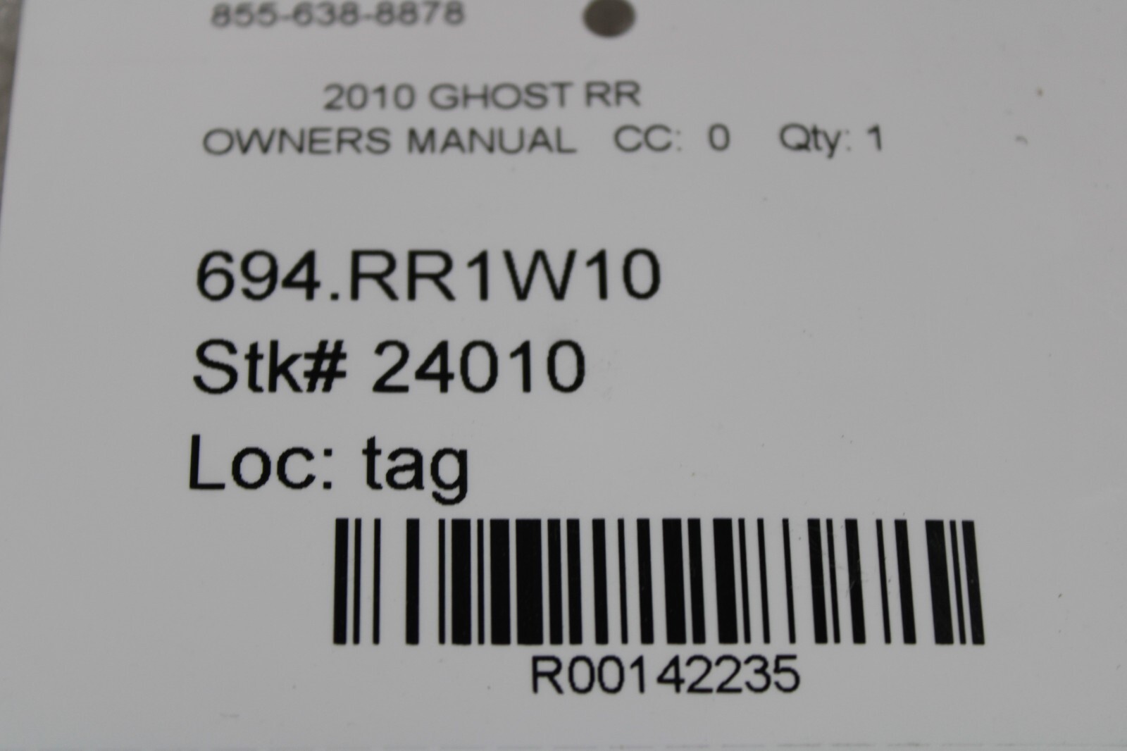 Rolls Royce Ghost, Owners Manual, Dented Cover, Used