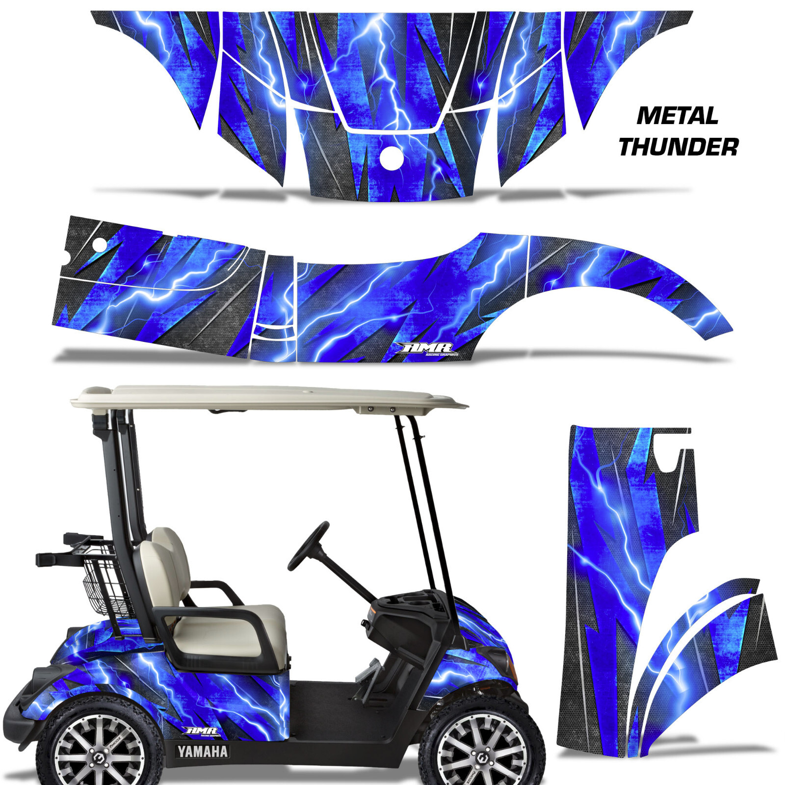 Cart Graphics Kit Decal Sticker For Yamaha Golf Cart 2007-2016 MTLTHNDR U