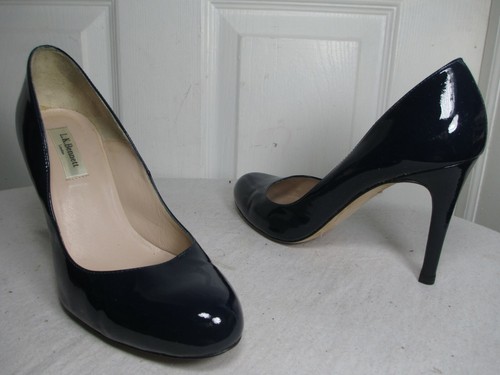 L.K. BENNETT LONDON DARK NAVY PATENT 