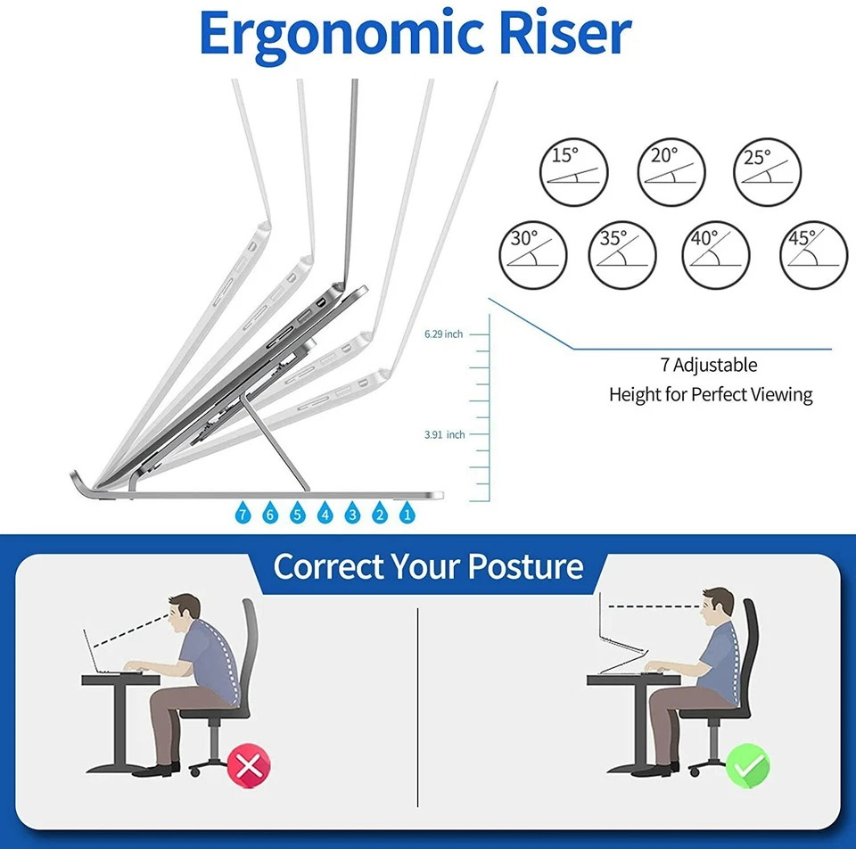 Metal Laptop Stand Adjustable Portable Desk Mount For Laptop Macbook Pro iPad - Image 4 of 4