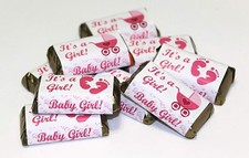RokAPary 60 Pink Its a Girl Baby Shower Miniatures Candy Bar Wrapper, Baby Showe