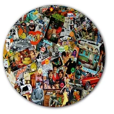 1960s Art Collage #2 Hippy 7" inch Slipmat Portablism Turntable Slip Mat DJ x1