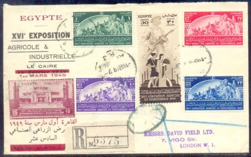 EGYPT- 1949 The 16th Agricultural and Industrial Exhibition FDC traveled to UK