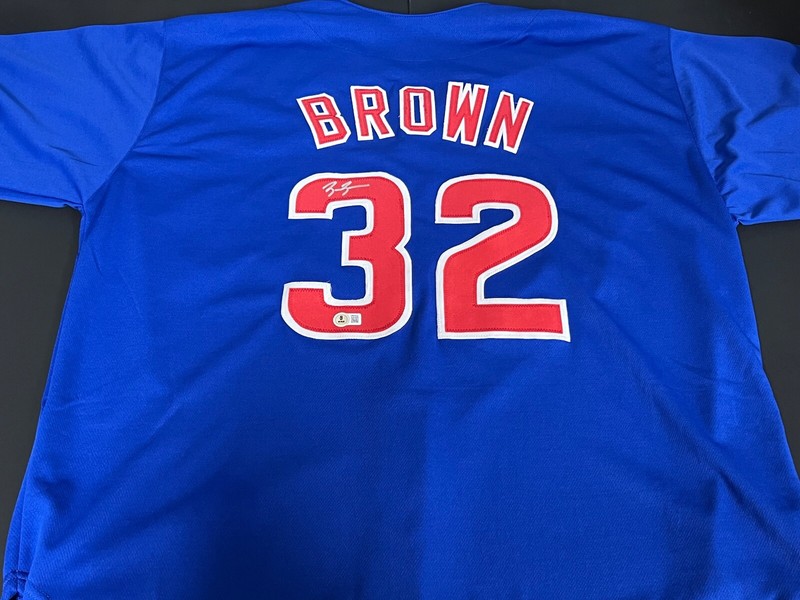 Ben Brown Cubs Auto Signed Jersey Custom Beckett Witness HOLOGRAM Blue .