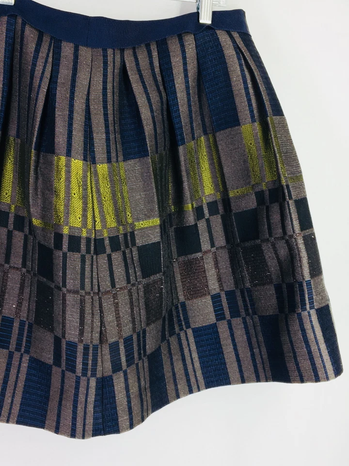 (8) Falda Etro Italia Via Spartaco Lana Seda Bronce Azul Marino Lima Taupe Italia 44 Foto 2 de 4