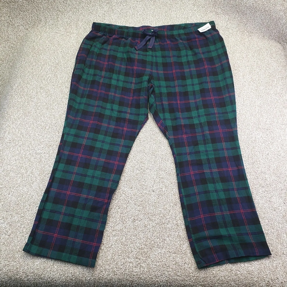 NEW Old Navy Size 3X (49x31) Womens Flannel Pajama Pants Pocket Plaid Green  Blue