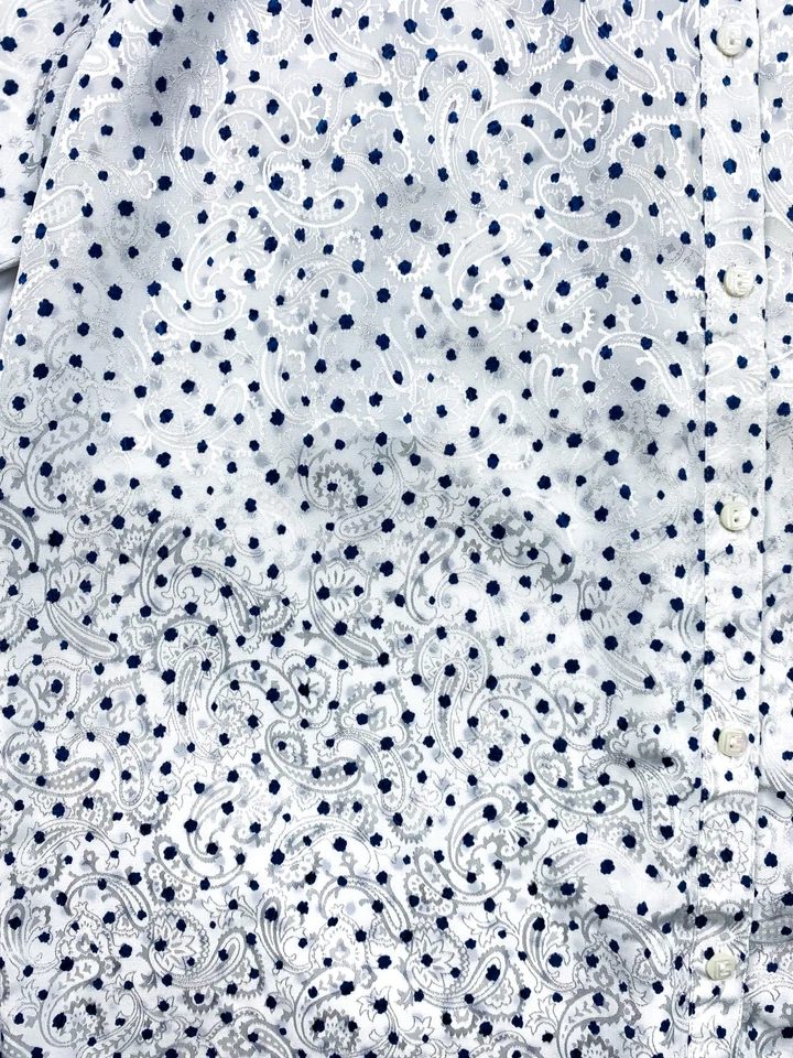 BALMAIN 复古波点丝绸缎领纽扣上衣衬衫 L — 第 2/4 张图片