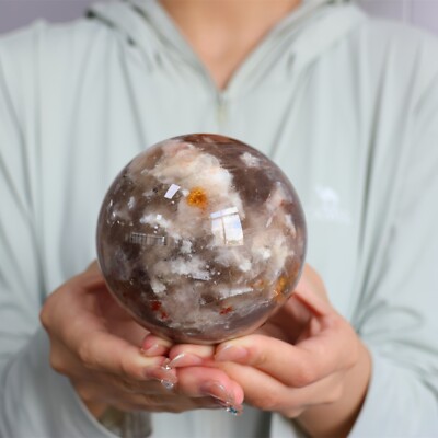 1.1kg Natural Red gum flower Quartz Sphere Quartz Crystal Ball Healing