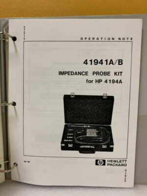 HP 41941-90000 41941A/B Impedance Probe Kit Operation Note | eBay