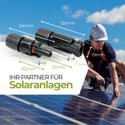 Solarstecker Set inkl. Montagewerkzeug kompatibel mit MC4 Auswahl 5 bis 100 Paar