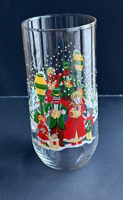 6 VTG Luminarc Christmas Caroler Tumblers Drinking Glasses  Excellent Graphics