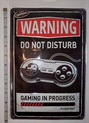 Warning Do Not Disturb Gaming in Progress Nostalgic-Art 8''x12'' Metal Sign Gamers