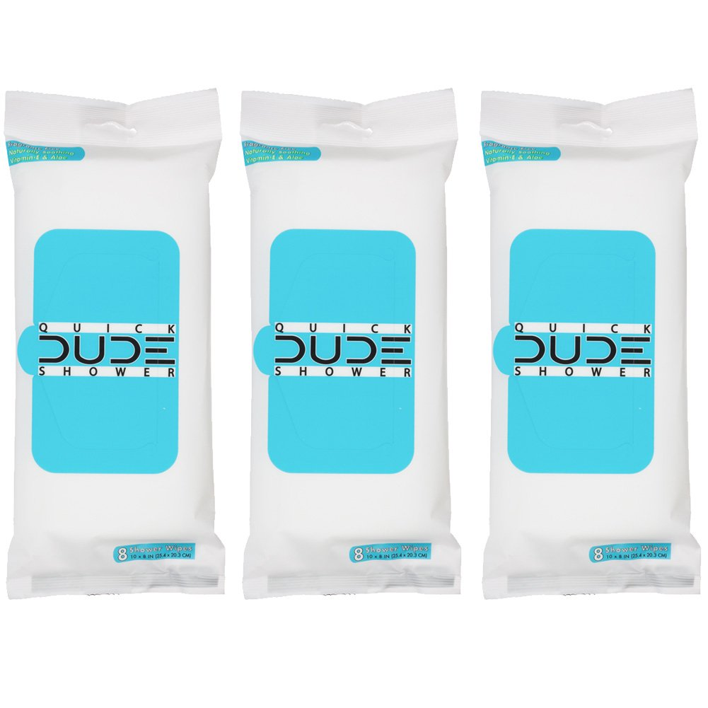 DUDE Wipes On-The-Go Shower Wipes - 3 Pack, 24 Wipes - Unscented Extra-Large Wipes With Vitamin E & Aloe - Full Body Shower Replacement Wipes - Foto 12