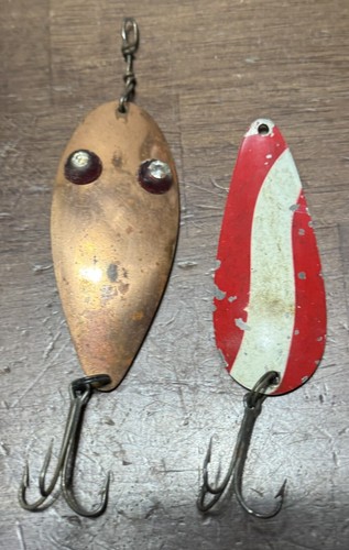 Vtg Lot 4 Vtg FISHING SPOONS lures Williams Wabler, Hell cat no 27, flash eye - Picture 2 of 11