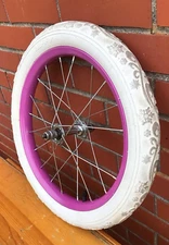 16" Bicycle Front Purple Wheel with 1.95" White Tire Mini-BMX Kids Bike #T74