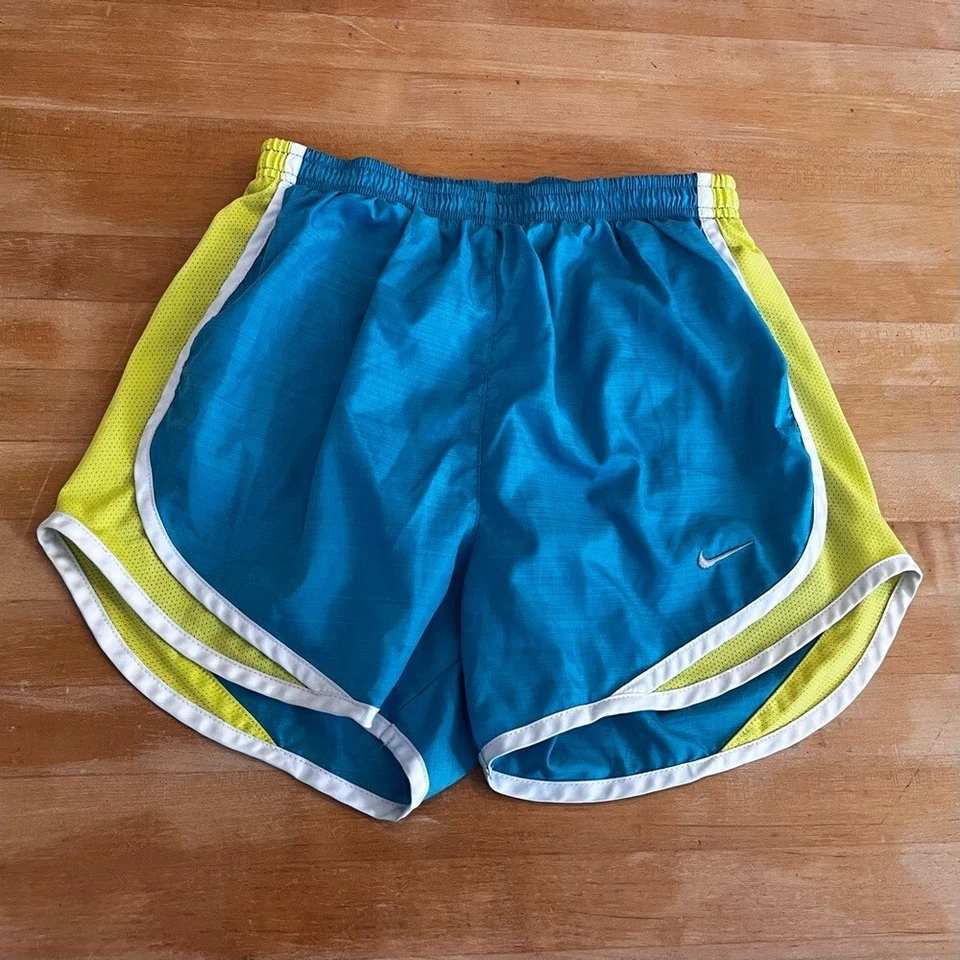 Nike Blue and Yellow Running Track Shorts Bright Colorblock EUC - Image 2 of 4