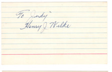 Harry Wilke Signed Index Card / Autographed Baseball Chicago Cubs