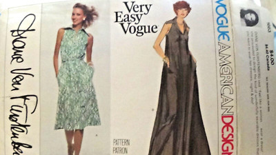 CUT 70s Vogue American Designer- Diane Von Furstenberg# 1663 Dress Pattern Sz 14