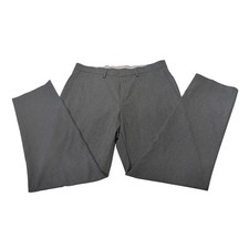 Haggar Mens Slim Fit Dress Pants 34x30 Charcoal Gray Flat Front Stretch Trousers