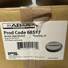 IPS Corporation 68517 PVC Countersunk Cleanout Plug, 4 in. Diameter Pack Of 25