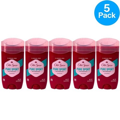 Old Spice High Endurance Pure Sport Deodorant Aluminum Free 3.0 oz 5 Pack Bundle
