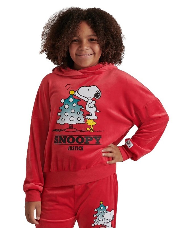 Justice Girls Snoopy Red Velour Hoodie Size (12-14) NWT