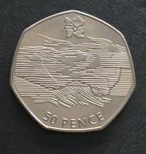 2011 Olympic Aquatics/Swimmer 50p Fifty pence Lines on face/Withdrawn Gap filler