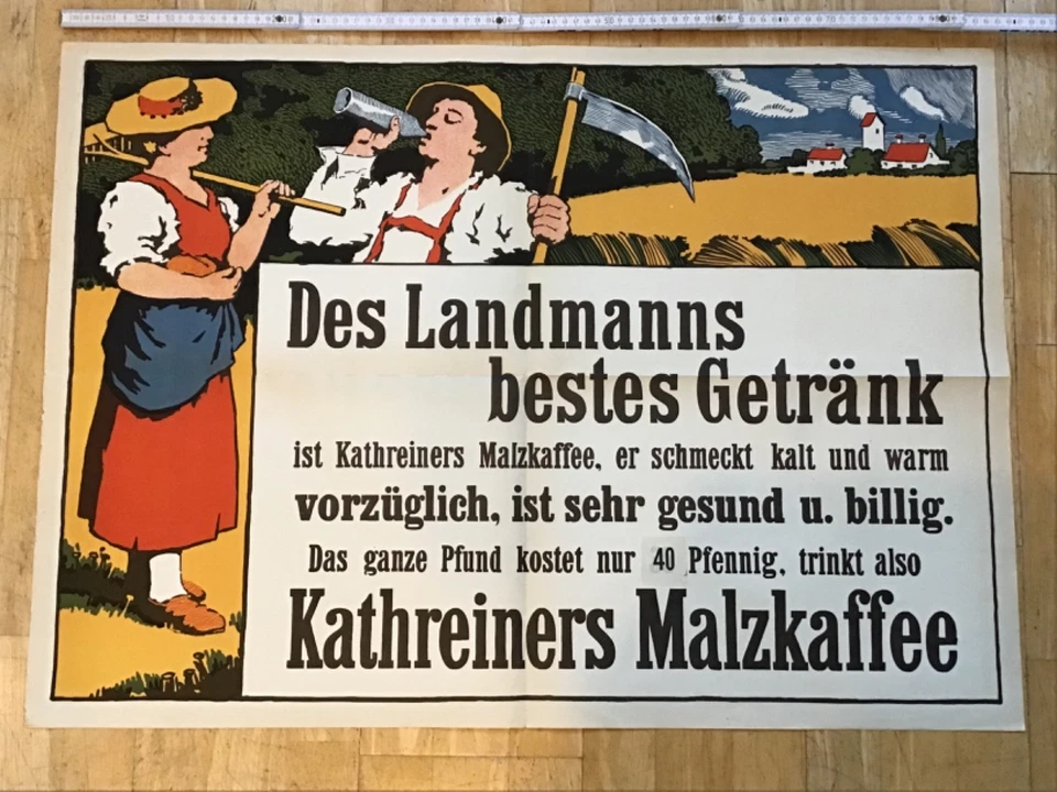 == uraltes Plakat = Kathreiners Malzkaffee = um 1910 = kein Emailschild == - Bild 2 von 4