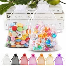 ANZNKU 100 PCS Organza Bags 5 x 7, White Small Mesh Gift Bags Drawstring